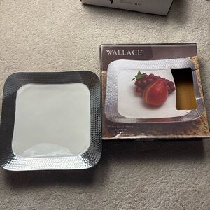 Wallace Marteau Enamel Collection Square Platter Serving Tray Plate Hammered